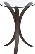 Coaster Home Furnishings - Edgar - Glass and Engineered Wood - 16-Inch Round Glass Top Accent Side Table with Wooden Legs - Contemporary Style - Living Room - Cappuccino - 902867