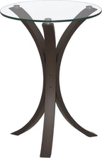 Coaster Home Furnishings - Edgar - Glass and Engineered Wood - 16-Inch Round Glass Top Accent Side Table with Wooden Legs - Contemporary Style - Living Room - Cappuccino - 902867