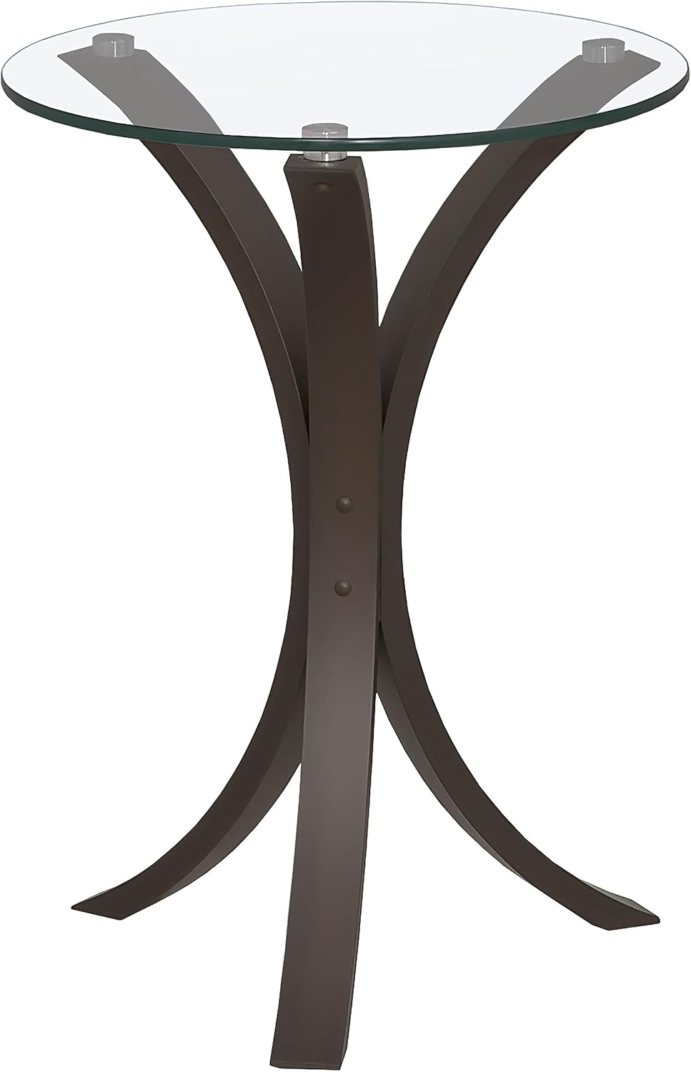 Round Glass Top Accent Side Table – Modern Minimalist Design with Sturdy Wooden Frame, Durable Tempered Glass Surface, and Smooth Continuous Shape for Living Room, Bedroom, or Office
