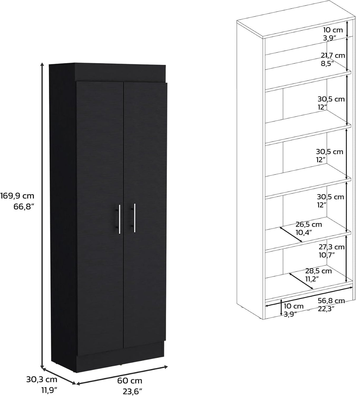 Pantry Cabinet Clinton, Kitchen, Black