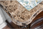 Genuine Marble Top Nightstand with 2 Drawers, Brown Cherry,for Small Spaces