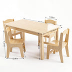 Toddler Table and Chair Set, Anti-Slip Legs & Rounded Corners, Sturdy Wooden Kids Table and Chairs for Eating, Learning and Playtime【44.3inch L*21.65 inch W】(1 Table and 4 Chairs)
