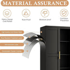 47.2" H Tall Metal Kitchen Pantry Storage Cabinet, Freestanding Storage Cabinet with Magnetic Doors and Adjustable Shelves, Black Metal Pantry Cabinets for Dining Room and Living Room