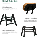 Heavy Duty Folding Stool with Cushion and Backrest, 31” Portable Bar Stool for Family, Kitchen, Living Room, and Travel Use