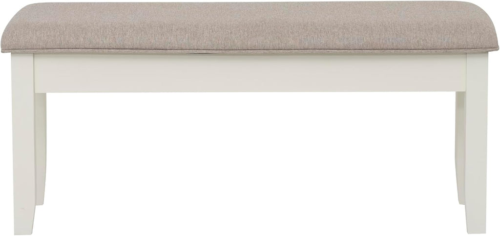 Powell Company Jane Grey Wood Backless Storage Bench with Beige Upholstered Top