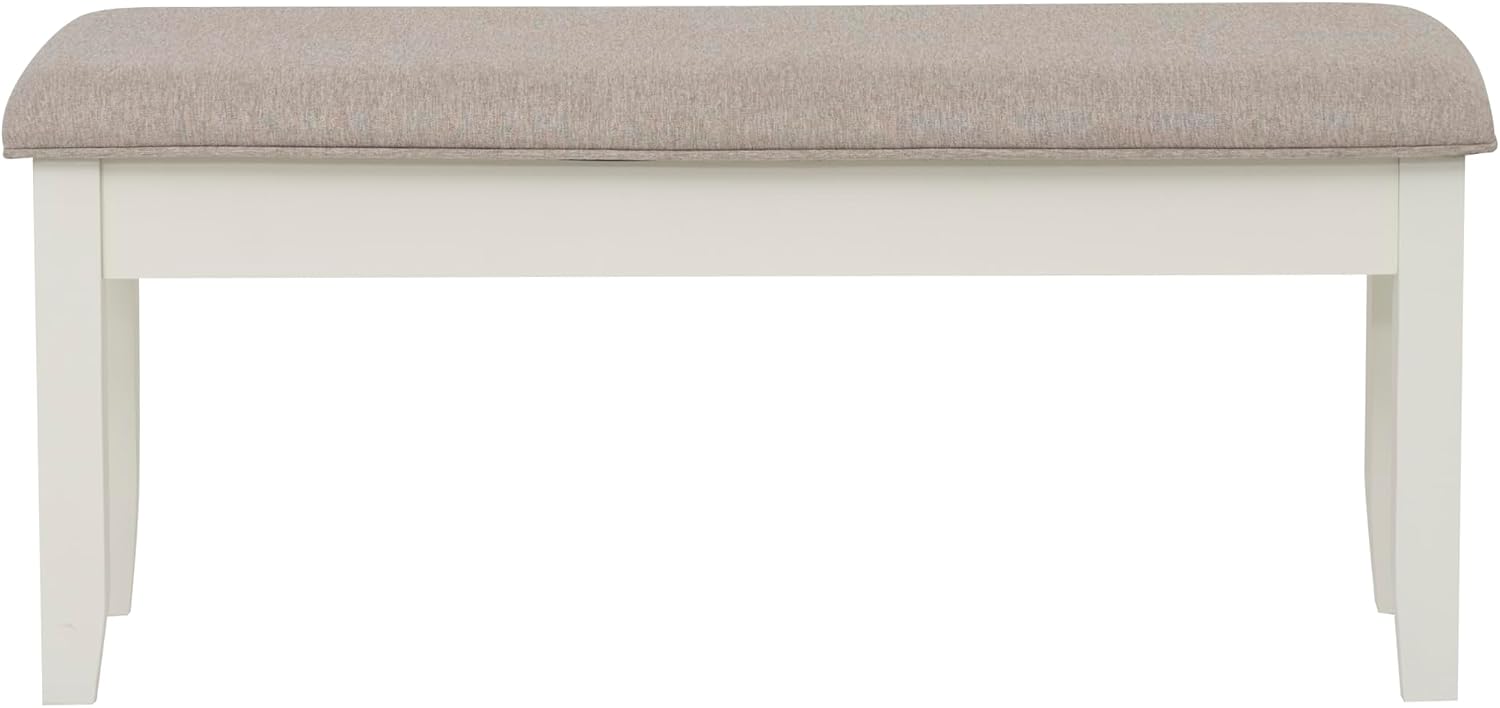 Powell Company Jane Grey Wood Backless Storage Bench with Beige Upholstered Top