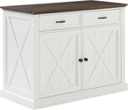 Crosley Furniture Clifton Kitchen Island with Storage Drawers and Shelves, Microwave Stand, Coffee Bar, Distressed White/Black
