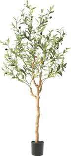 Tall Faux Olive Tree，4Ft(48in) Realistic Texture Potted Silk Artificial Olive Tree， Fake Olive Trees Indoor Outdoor for Home Office Living Room Bedroom Foyer Porch Decor.