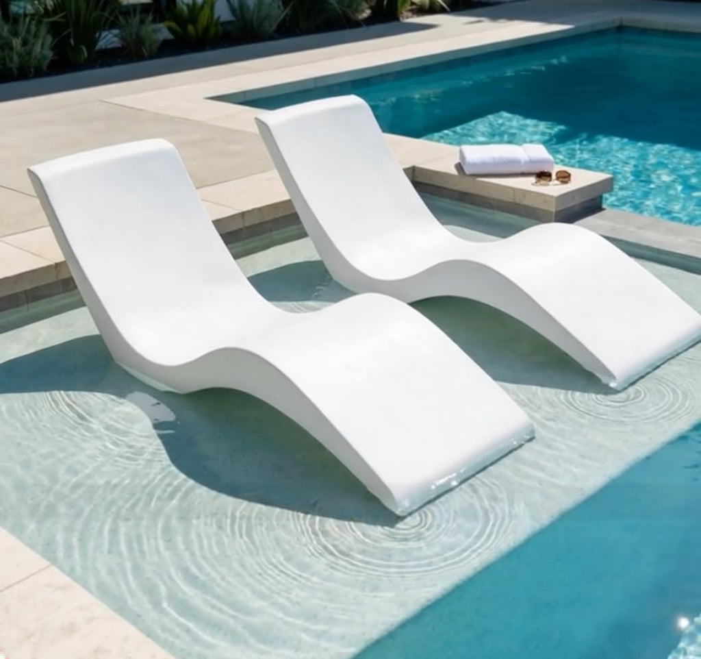 Aqua Outdoors Pool Lounge Chairs, Pool Chairs for in Pool, 9-in Water Depth | Heavy-Duty LDPE Water-Weighted Pool Lounger, Pool Chaise Lounge Chairs, UV-Resistant, Sun Shelf, Tanning Ledge, In-Pool Chair