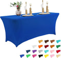 IVAPUPU 4FT Table Cloth for Rectangular Fitted Events Stretch Royal Blue Table Covers Washable Cover Spandex Tablecloth Protector for Party, Wedding, Cocktail, Banquet, Festival