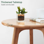 Solid Beech Oak Wood Side Table - Compact End Table with Detachable Cloth Pocket - Modern Small Nightstand with Storage Holder for Living Room, Bedroom (Oak, Natural)