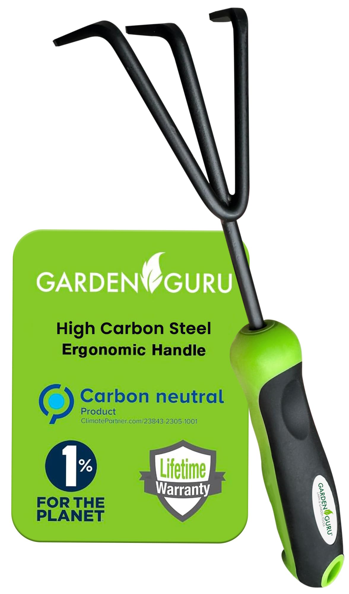 Garden Guru Hand Cultivator Rake Tiller Tool – High Carbon Steel for Ultimate Strength - Rust Resistant – Ergonomic Handle – Great for Gardening Cultivating Loosening Weeding