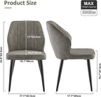 TUKAILAi Modern Dining Chairs Set of 6, Faux Leather Upholstered Kitchen Chairs with Curved Backrest & Metal Legs, Comfy Accent Side Chairs for Guest Reception Restaurant Commercial (Light Grey)