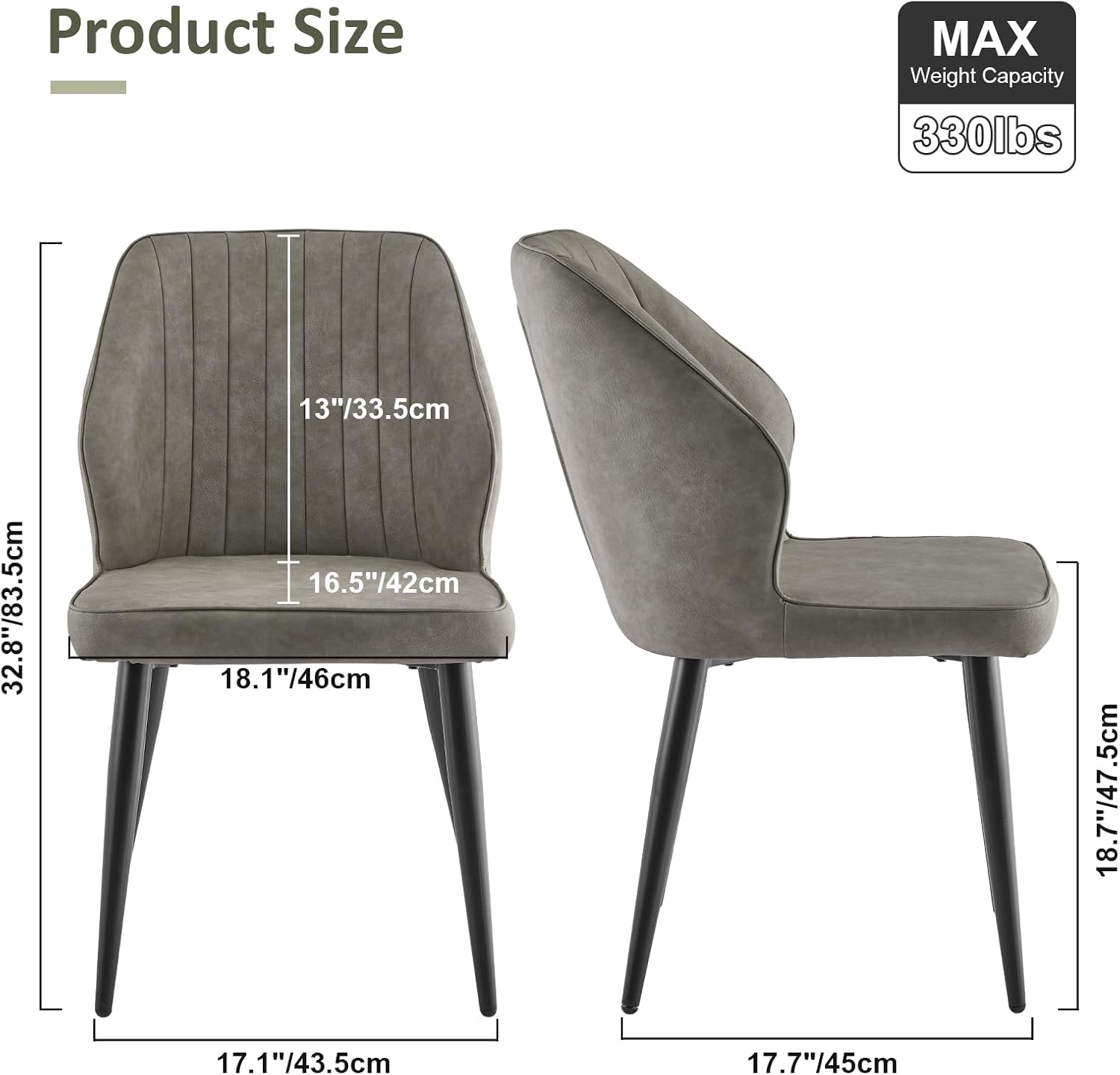 TUKAILAi Modern Dining Chairs Set of 6, Faux Leather Upholstered Kitchen Chairs with Curved Backrest & Metal Legs, Comfy Accent Side Chairs for Guest Reception Restaurant Commercial (Light Grey)