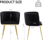 Canxkun Velvet Dining Chairs Set of 4, Barrel Dining Chairs with Gold Metal Legs, Modern Upholstered Dining Room Chair for Dining Room, Kitchen, Vanity (Black)