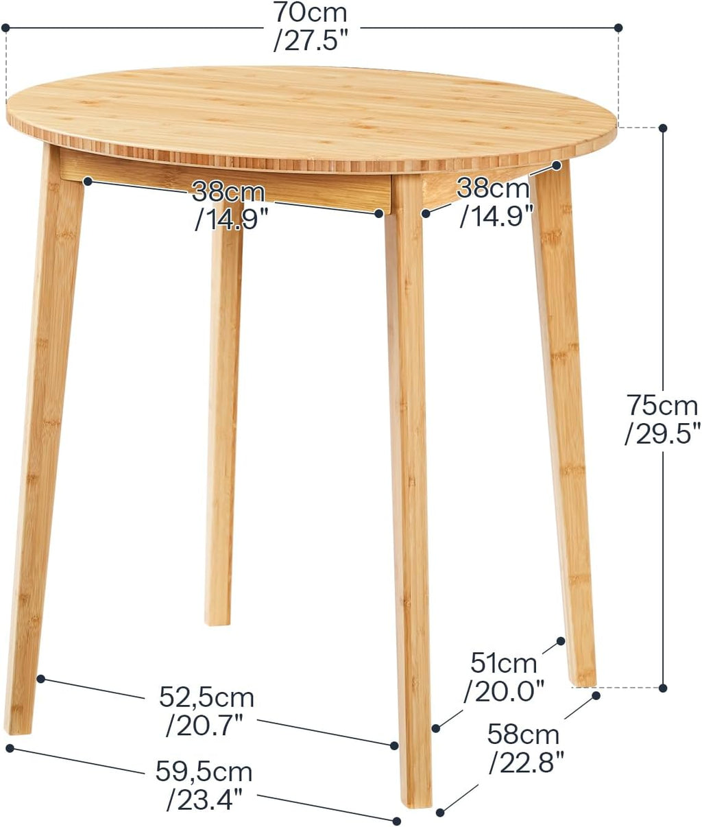 HOOBRO Bamboo Dining Table, Round Dining Table for 2, 27.5" Kitchen Table for Small Space, Writing Table, Easy to Assemble, for Dining Room, Living Room, Office, Kitchen, Apartment, Natural YL71CZ01G1