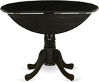 East West Furniture DLT-ABK-TP Dublin Dining Table - a Round Wooden Table Top with Dropleaf & Pedestal Base, 42x42 Inch, Wirebrushed Black