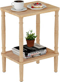 LUCKNOCK Solid Wood Side Table, Small Vintage End Table, Narrow Couch Side Table with Storage, Skinny Nightstand Bedside Table for Small Spaces, Bedroom, Living Room, Farmhouse, No-Tool Assembly.