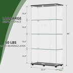Glass Display Cabinet with 4-Shelf Double Door and Lock, 5mm Tempered Glass