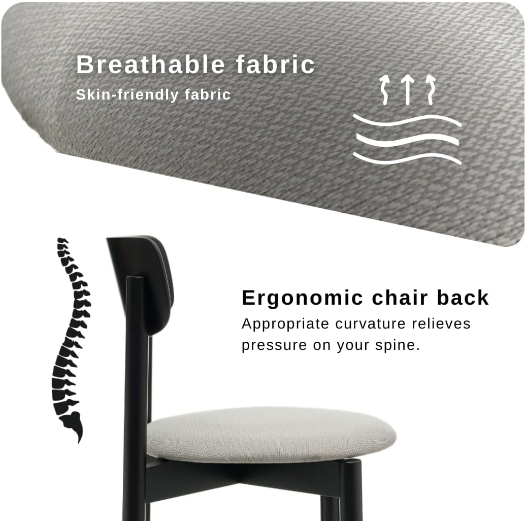 BISCHAIR Wooden Dining Chairs Set of 4 Mid Century Upholstered Modern Kitchen Table Chairs for Room Furniture with Durable Premium Ergonomic Design (Keynote, Black)