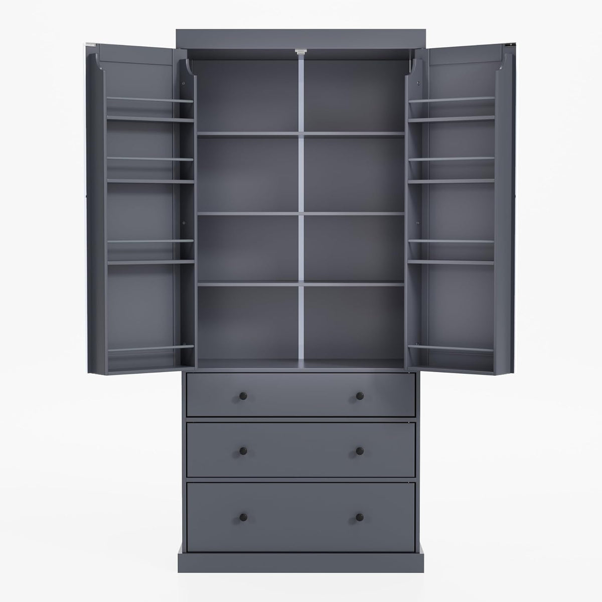 Merax 77" Kitchen Pantry Storage Cabinet with Drawers, Freestanding Bathroom Storage Cabinets with Doors and Shelves, Tall Cupboard Storage Cabinet Food Pantry Cabinet for Dining Room Craft Room, Gray