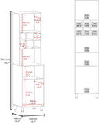Kitchen Pantry with 2 Doors 4 Legs 8 Shelves White | FSC and CARB compliant engineered wood construction