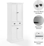 Crosley Furniture Shoreline Coastal Pantry Storage Cabinet with Shelves, Kitchen, Dining, or Laundry Room, White