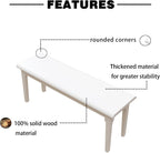 Wilk Wooden Entryway Bench, 47’’ Indoor End of Bed Bench, 100% Solid Oak Wood (White)