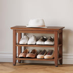 Wood Shoe Bench for Entryway,Bench with Shoe Rack,Storage Shoe Organizer for Hallway,Living Room,Bedroom (Brown, 23.62''W×11.81‘’D×17.71‘’H)