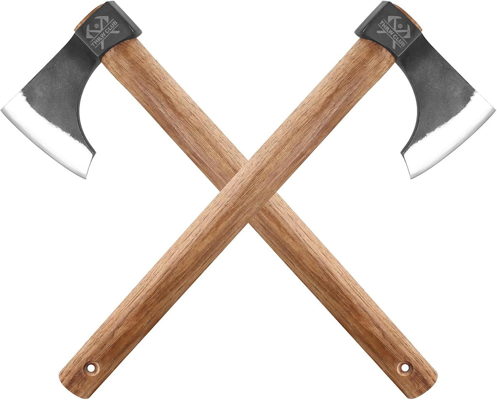 Throwing Axe Set, 2 Pack 18.9" Throwing Axes and Tomahawks with 1065 High Carbon Steel & Hickory Wooden Handle, Perfect for Axe Throwiing Game, Competition and Recreation, Gift for Men
