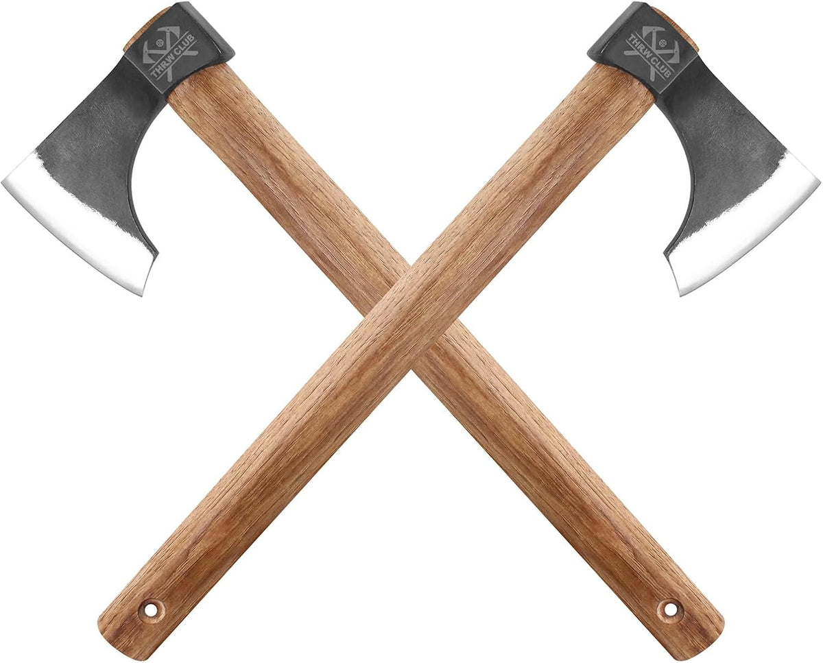 Throwing Axe Set, 2 Pack 18.9" Throwing Axes and Tomahawks with 1065 High Carbon Steel & Hickory Wooden Handle, Perfect for Axe Throwiing Game, Competition and Recreation, Gift for Men