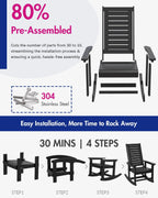 BRIOPAWS Outdoor Rocking Chairs | Set of 2 | Porch Rockers | HDPE Plastic| Black | Oversized | Patio Rocker Chair | High Back | for Big Man | Weather Resistant | for Outside Deck Balcony Backyard