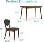 Best Choice Products 5-Piece Dining Set, Compact Mid-Century Modern Table & Chair Set for Home, Apartment w/ 4 Chairs, Padded Seats & Backrests, Wooden Frame - Walnut/Charcoal