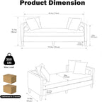 Chifee & Vingol 75.2" W Retro Oversized Chaise Lounge Chair Indoor with Left & Right Armrest,6 Pillows,Solid Wood Legs,Brown