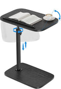HUANUO TV Tray with Height Adjustment, 360° Swivel, 90° Tilt, Black | 19"–31.5" Height Range, Dual Knobs & Crossbeam for Stability, Anti-slip Bar, Foldable, for Eating & Working Beside Sofa, Bed