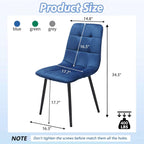 Velvet Dining Chairs Set of 4, Mid Century Upholstered Blue Dining Chairs Tufted Upholstered Kitchen Chairs Set of 4 for Dining Room, Bedroom, Living Room (Blue, Set of 4)