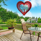 ISEO Heart Wind Spinner for Yard and Garden, Hanging Outdoor Decor, Yard Art, Porch and Patio Decorations, Metal Wind Spinners Outdoor, Weather Resistant, 12”