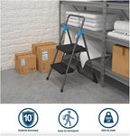 Cosco Commercial 2-Step Folding Stool, 300 lb Capacity, 20.5 x 24.75 x 39.5, Gray