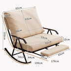 92cm Wide Double Rocking Chair,Featuring an Adjustable backrest and Retractable footrest, Suitable for Balconies, bedrooms, and Living Rooms Green