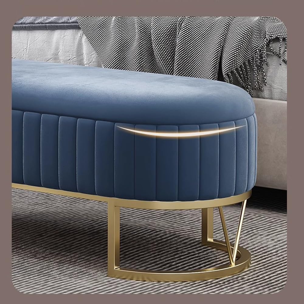 Modern Storage Bench Upholstered Bedside Stool with Metal Legs Modern for Living Room Entryway Entryway(Beige,Small)