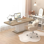 78.74"-62.99" Extendable Rectangle Dining Table for 6-10 Person,White Pedestal Base for Kitchen Meeting Room Small Space,Easy Assembly,Oak