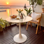 Modern White Round Dining Table 24 inch, White Tulip Round Table for Two People, Mid Century Round Coffee Table for Living Room and Kitchen