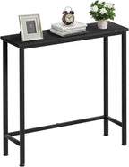 Narrow Console Table, 29.5" Small Entryway Table, Thin Hallway Tables, Slim Sofa Side Tables for Hallway, Living Room, Bedroom, Foyer, Wood-Grained Black