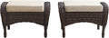 Belord Outdoor Ottomans for Patio Foot Rest - 25 Inch PE Wicker Foot Stool Set of 2 with Removable Cushions for Patio Furniture Sets,All Weather Rattan Ottoman for Balcony Deck Backyard Brown
