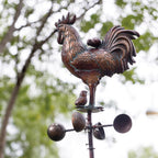 Metal Rooster with Chicks Garden Spinner,79" Large Metal Kinetic Wind Spinner for Outdoor Garden Yard Decor,Antique Copper Chicken Rooster Sculpture Statue Yard Art Wind Spinner for Patio Lawn