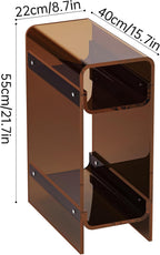 Clear Acrylic Side Table, Narrow Nightstand Bedside Table for Bedroom, Skinny Small End Table (Dark Brown, 8.7'' x 15.7'' x 21.7")