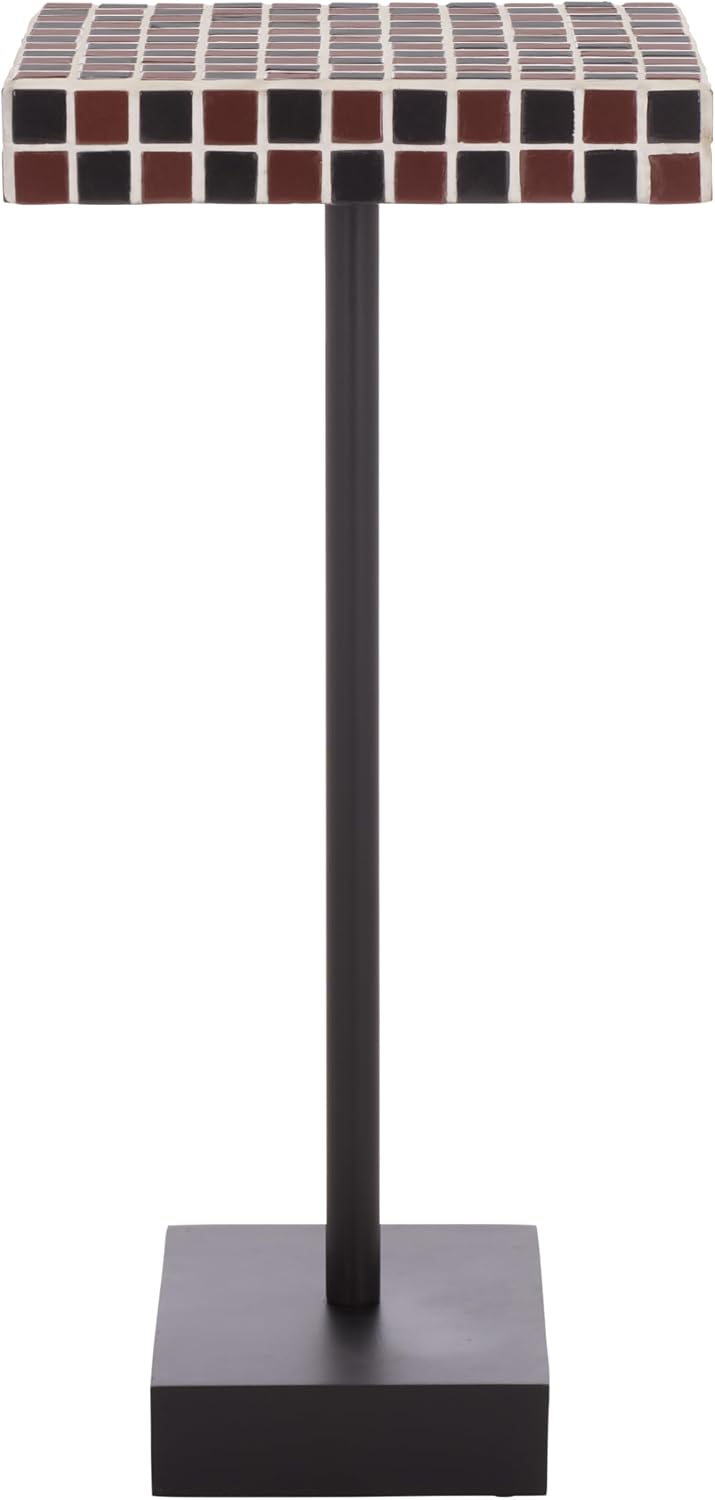 SAFAVIEH Home Collection - Satomi Accent Table with Bordeaux Mosaic Tile Inlay & Black Iron Base, Modern Side Table, Fully Assembled (ACC3230C)