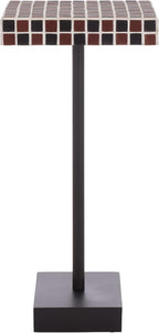 SAFAVIEH Home Collection - Satomi Accent Table with Bordeaux Mosaic Tile Inlay & Black Iron Base, Modern Side Table, Fully Assembled (ACC3230C)