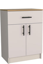 DEPOT E-SHOP 24" Barbados Pantry Organizer Cabinet with One Drawer, Two Interior Shelves, and Two Doors, Ivory/Natural Oak, Kitchen – Tall Kitchen Storage & Pantry Organization