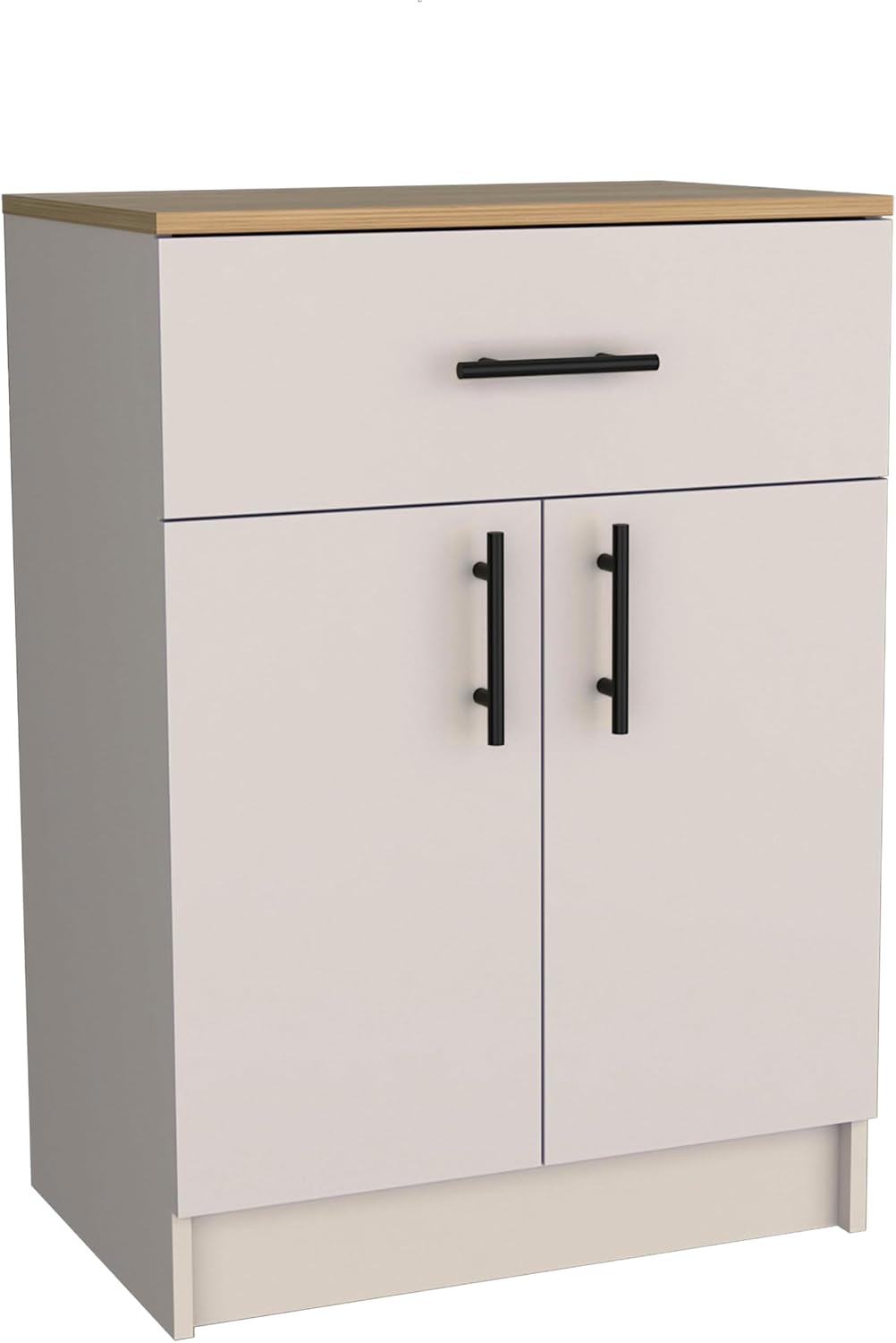 DEPOT E-SHOP 24" Barbados Pantry Organizer Cabinet with One Drawer, Two Interior Shelves, and Two Doors, Ivory/Natural Oak, Kitchen – Tall Kitchen Storage & Pantry Organization